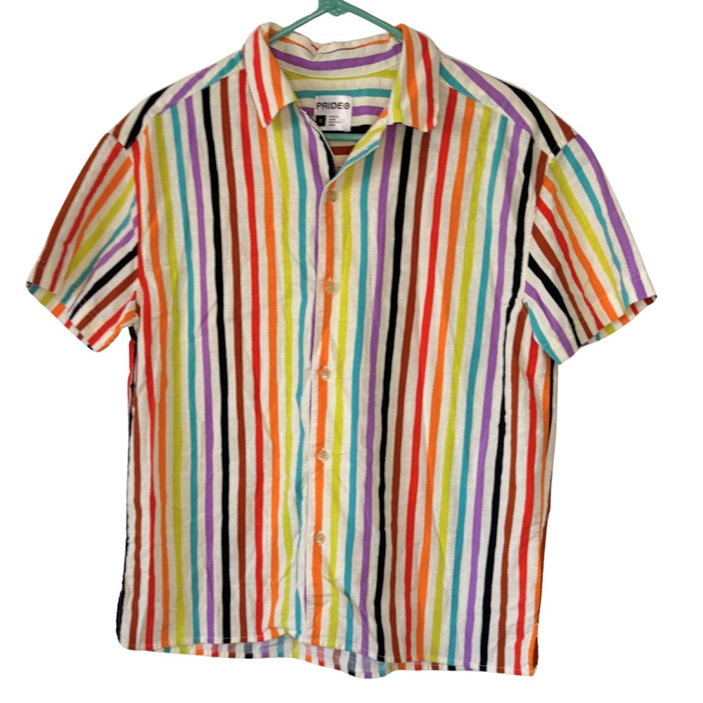 3/$20 Target Pride Rainbow Striped Button Down Shirt